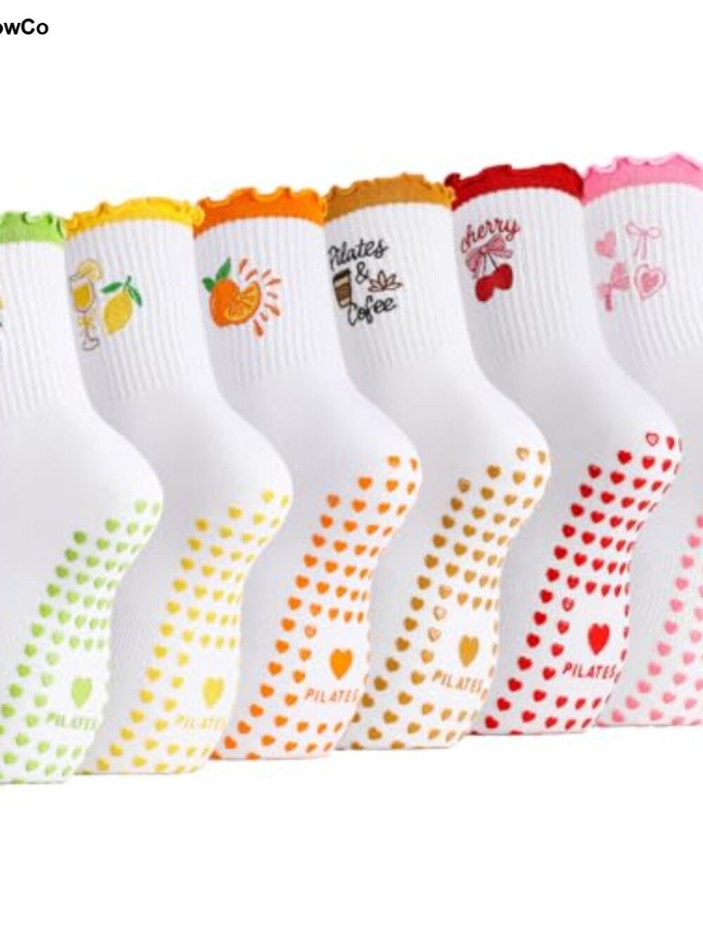 6 Pairs Cute Pilates Grip Socks for Women Cotton Non Slip Yoga